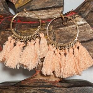 Gold Tassel Hoop Earrings